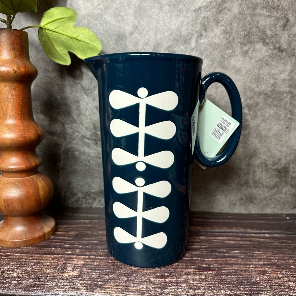 Hobby Lobby Julia Ceramic Pitcher Navy Blue and White